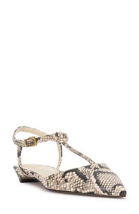 Vince Camuto Varena Ankle Strap Pointed Toe Flat in Black/Cream at Nordstrom Rack, Size 5.5