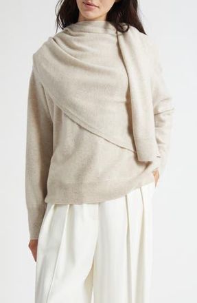 Vince Drape Neck Wool & Cashmere Sweater in Heather Dove Oat at Nordstrom Rack, Size X-Large