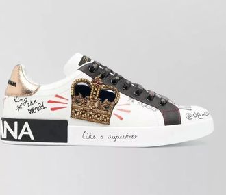 Dolce & Gabbana portofino leather sneakers crown detail