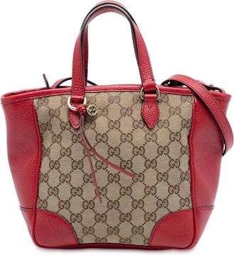 Gucci Pre-owned Tote Bags, female, Brown, Size: ONE SIZE Pre-owned Canvas Leather Satchel