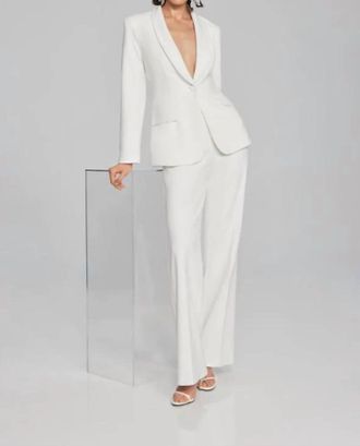 Joseph Ribkoff Solid Crepe Knit Wide-Leg Pants In Vanilla