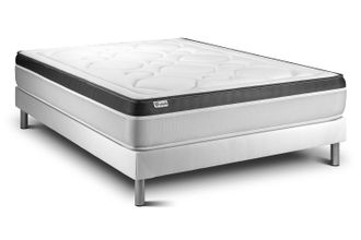 VITALIT Somier Blanco + Colch&oacute;n Con Espuma Viscoel&aacute;stica 180 X 200