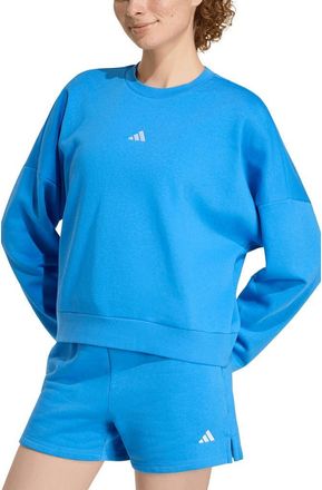 adidas Essentials Small Logo Feel Cozy Sweatshirt in Ray Blue/White at Nordstrom Rack, Size X-Large