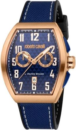 Roberto Cavalli Watches, male, Blue, Size: ONE SIZE Curved Case Chronograph Watch