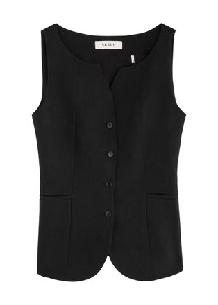 Skall Studio Toni Linen-blend Waistcoat - Black - 36 (UK8 / S)