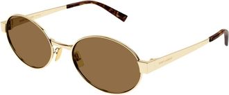 Saint Laurent SL 692 Zonnebril - Dames - Zonnebrillen - Geel - 55 MM - Nylon - Accessoires
