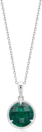 MAX + STONE 14k Yellow or White Gold Roped Halo 6mm Round Gemstone Pendant Necklace