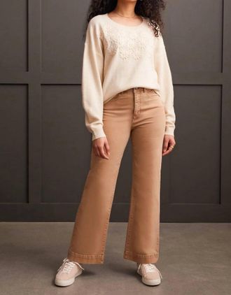 Tribal Knit Floral Sweater In Moonstone