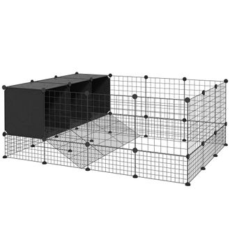 OEM Valla Para Mascotas De Bricolaje Parque Para Conejos Con Nidos Recinto Para Conejos Para Cobayas Conejos Y Erizos Negro