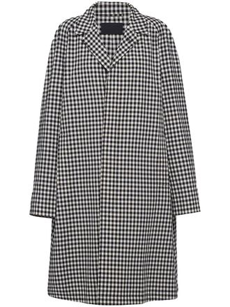 Prada gingham-check cotton coat - White