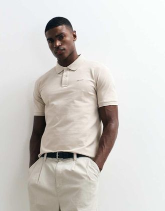 GANT Polo in piqu&eacute; beige vestibilit&agrave; classica beige a contrasto-Neutro
