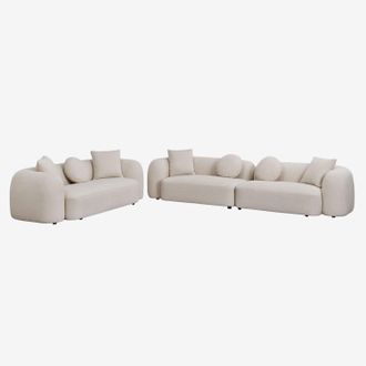 Sklum Conjunto De Sal&oacute;n Con Sof&aacute; Modular De 2 Piezas Y Sof&aacute; De 3 Plazas En Chenilla Coco Sklum