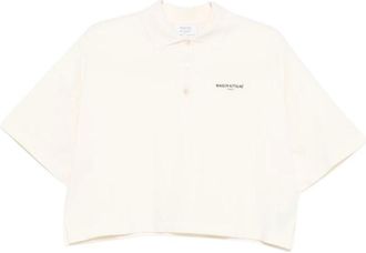Maison Kitsun&eacute; Polo Shirts, female, Beige, Size: S Paris Oversize Polo