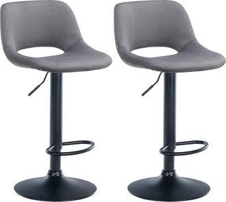 Clp Clp - Set De 2 Taburetes De Bar Camden En Terciopelo Gris Oscuro Metal Negro Mate