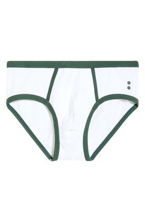 Ron Dorff Sports Y-Front Stretch Cotton Briefs in White /Green Court at Nordstrom, Size X-Large