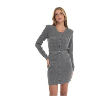Liu Jo Fleece Jurk - Dames - Kleedjes - Grijs - L - Polyester - Kleedjes