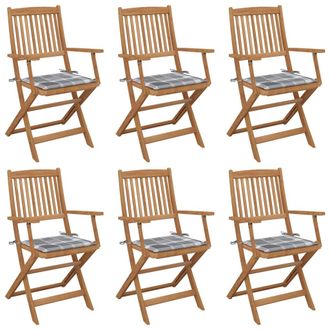 vidaXL Vidaxl - Sillas De Jard&iacute;n Plegables 6 Uds Y Cojines Madera Maciza Acacia