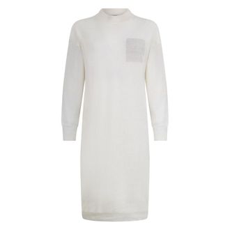 PESERICO Kleedjes, Dames, Wit, XL, Wol, Lange Gebreide Jurk