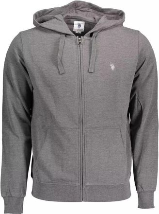 U.S.Polo Association Mens Zip Hoodie Classic Fit - Grey Cotton - Size X-Large