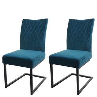 Hhg [nunca Usado] Juego De 2 Sillas Basculantes Hhg-109, Silla De Visita Sill&oacute;n De Conferencia, Acero Revestido De Terciopelo, Azul Turquesa