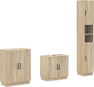 vidaXL Juego De Armarios De Ba&ntilde;o De 3 Piezas Hoorn Roble Sonoma Vidaxl