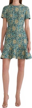 Saloni Callaina Rose Brocade Min Dress In Green