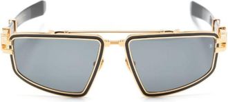 Balmain Black Titan Pilot-Frame Sunglasses - Unisex - Titanium/Acetate