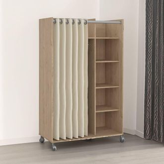 Dmora Dmora - Gran Armario Alfango, Muebles De Dormitorio, Vestidor, Armario De Ropa, 100x48 H160 Cm, Roble Y Beige