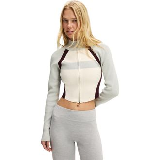 Cotton On Womens Active Spliced Knit Zip Through in Light Grey Marle Coconut at Nordstrom, Size X-Small