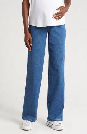 1822 Denim Over the Bump Baggy Straight Leg Maternity Jeans in Iman at Nordstrom, Size 25