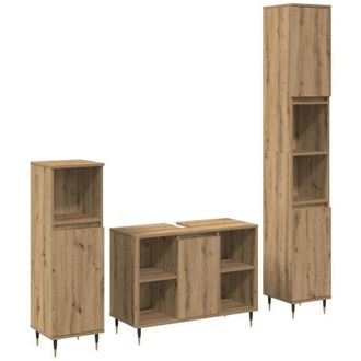vidaXL Conjunto De Muebles De Ba&ntilde;o Con Puerta 3 Pcs Roble Artesanal Vidaxl