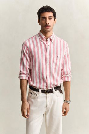 GANT Men Striped Linen Blend Shirt (XXXL) ROSE PINK