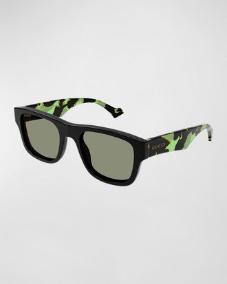 Gucci Mens Acetate Rectangle Sunglasses