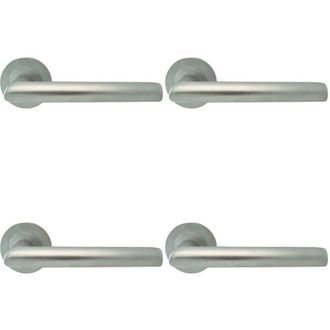 Loops 4x PAIR Straight Mitred Bar Handle on Round Rose Concealed Fix Satin Chrome