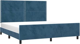 vidaXL Vidaxl - Estructura Cama Con Cabecero Terciopelo Azul Oscuro 180x200 Cm