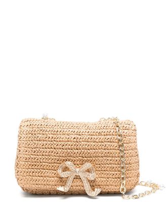 Self Portrait bow-detail shoulder bag - Neutrals