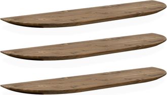 Deco Wood Pack 3 estanterías redondeadas de madera flotantes marrón 140x3,2cm