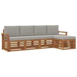 vidaXL Conjunto De Sof&aacute;s De Exterior 5 Pcs Gris Natural Y Claro Vidaxl
