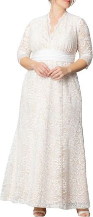 Kiyonna Amour Lace Gown in Ivory Lace/Nude Lining at Nordstrom, Size 0X