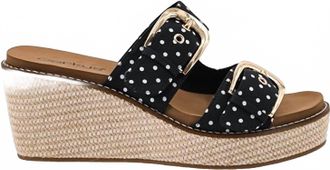 Corkys Footwear Womens Manifest Wedge In Black/ White Polk Dots