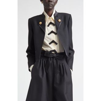 Valentino Crop Button Lapel Wool & Mohair Jacket in Black at Nordstrom, Size 8 Us