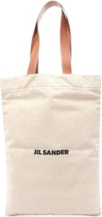 Jil Sander Pre-owned Tote Bags, female, Beige, Size: ONE SIZE Pre-owned Flat Shopper leather tote bag