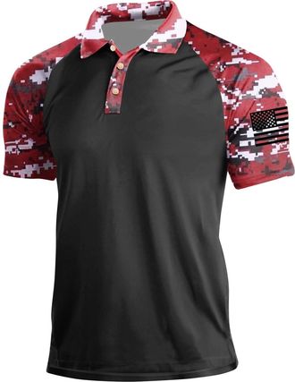 Generic Funny T Shirts for Men, Mens Short Sleeve Camouflage Casual Polo Shirts Classic Button T-Shirt Stylish Tops Tshirts Women UK Golf Christmas Shirt Cott