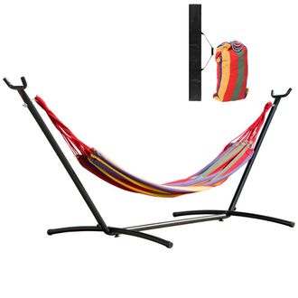 OUTSUNNY Hamaca con soporte 290x118x110 cm multicolor