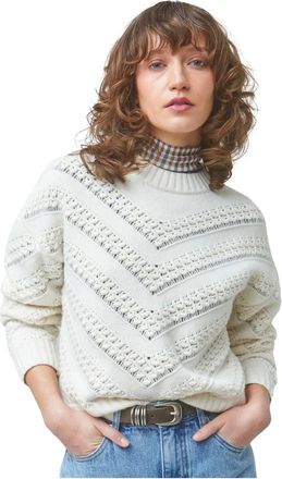 Suncoo Coltrui met dicht breiwerk - Dames - Truien - Wit - Maat: XS Wol