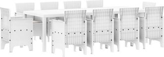 vidaXL Garden Dining Set 11 pcs White Polt rattan Vidaxl