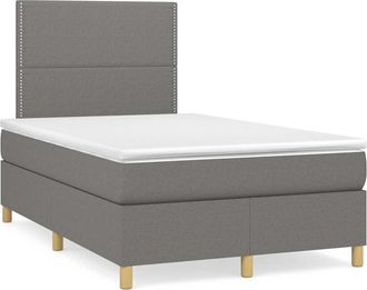 vidaXL Cama Box Spring Con Colch&oacute;n Y Led Tela Marr&oacute;n Oscuro 120x190 Cm Vidaxl