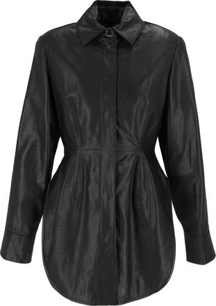 Sportmax Black Coccole Leather Tailored Shoulder Jacket