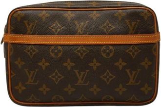 Louis Vuitton Pre-owned Monogram Canvas Clutch - Dames - Vintage Tassen - Bruin - ONE Size - Leer - Vintage