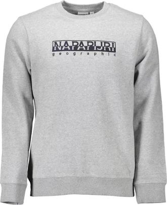 Napapijri Grijze Katoenen Trui met Borduursel - Heren - Sweatshirts - Grijs - 2XL - Katoen - Hoodies & sweatvesten